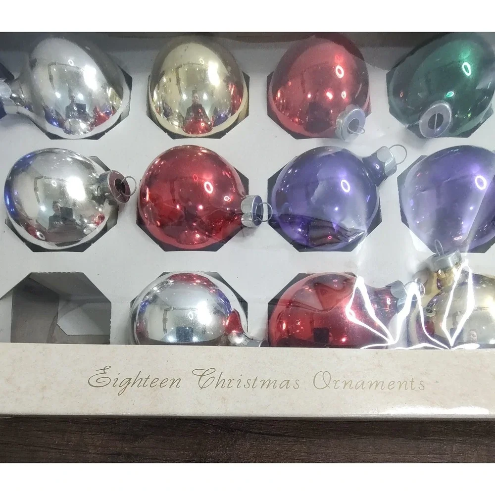 Vtg Rauch Christmas Ornaments Box Made In USA Mercury Glass Ball Multicolor O61